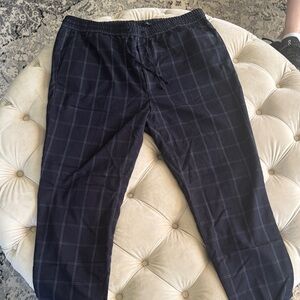 H&M Men's Dark Blue Checkered Joggers